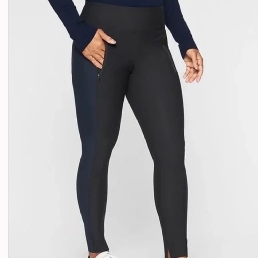 Athleta Stellar Tight Leggings Black And Navy Blue Size Medium